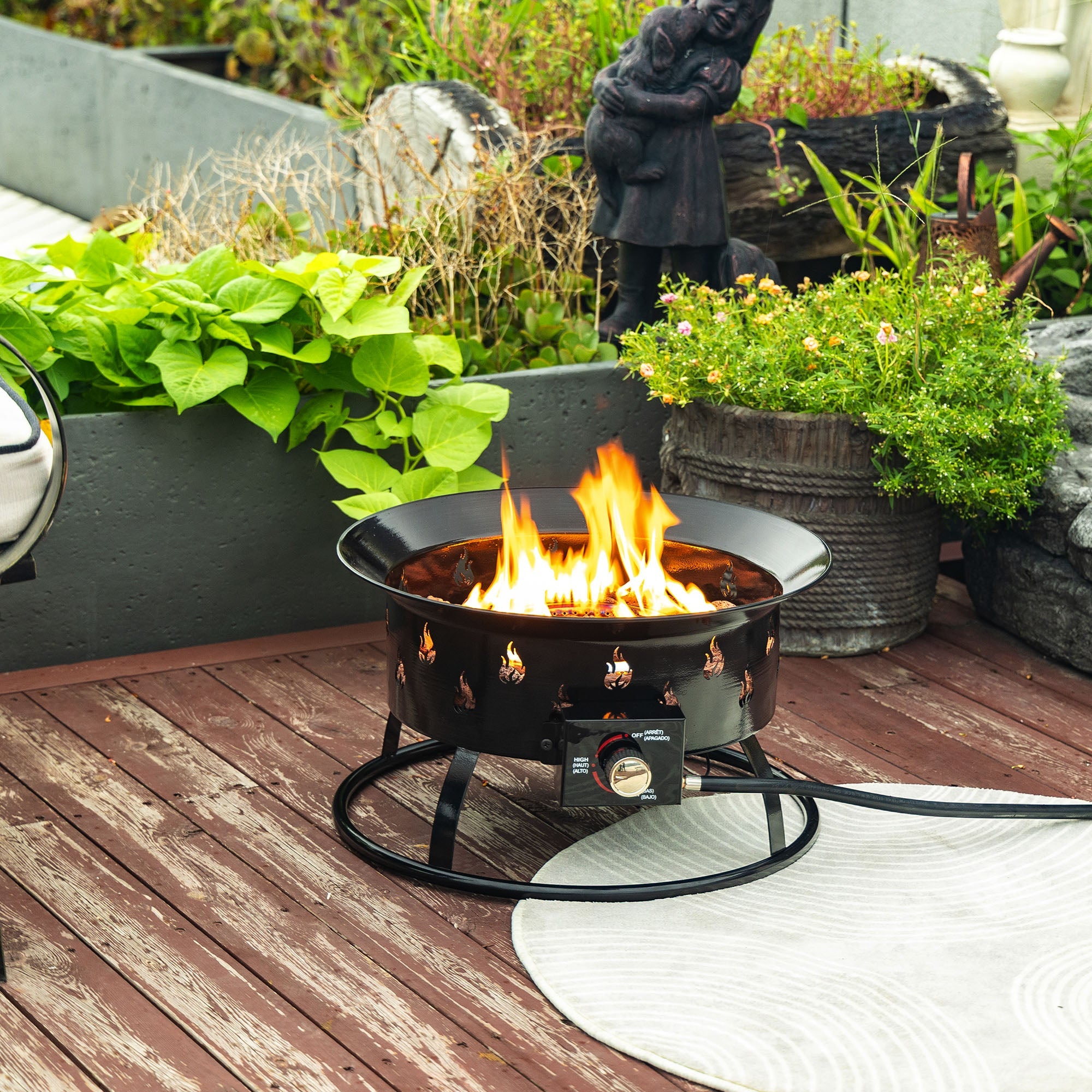 50000 BTU 19" Black Steel Propane Round Fire Pit - GreatEagleInc