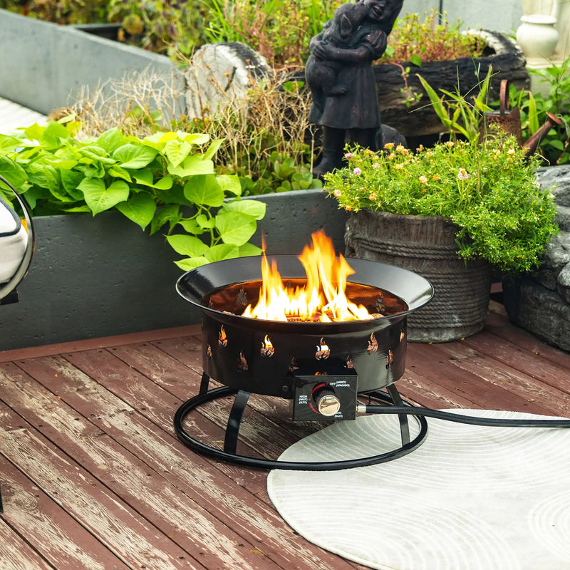 50000 BTU 19" Black Steel Propane Round Fire Pit - GreatEagleInc
