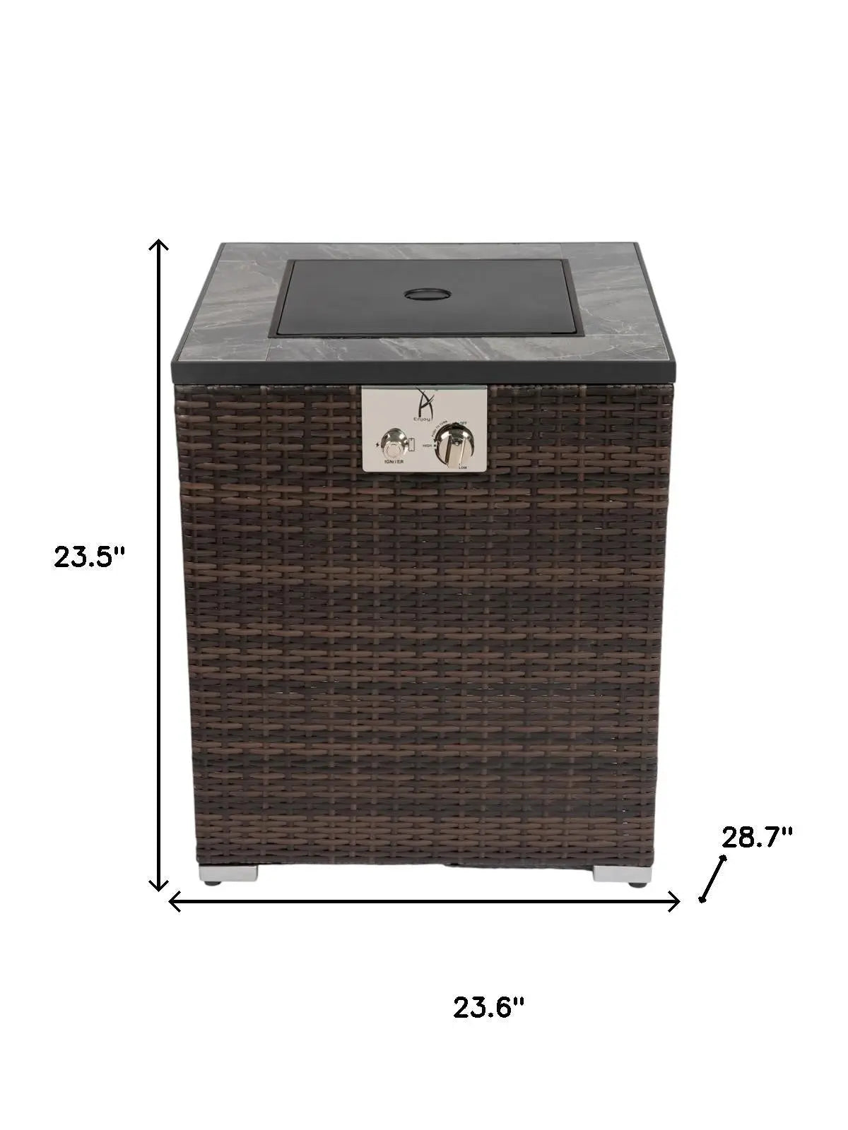50000 BTU 24" Espresso Wicker Propane Rectangular Fire Pit Homeroots Outdoor