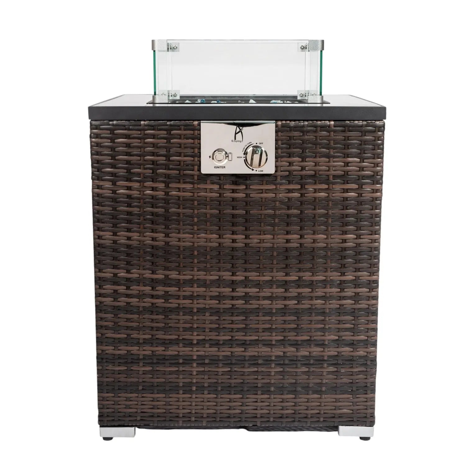 50000 BTU 24" Espresso Wicker Propane Rectangular Fire Pit Homeroots Outdoor