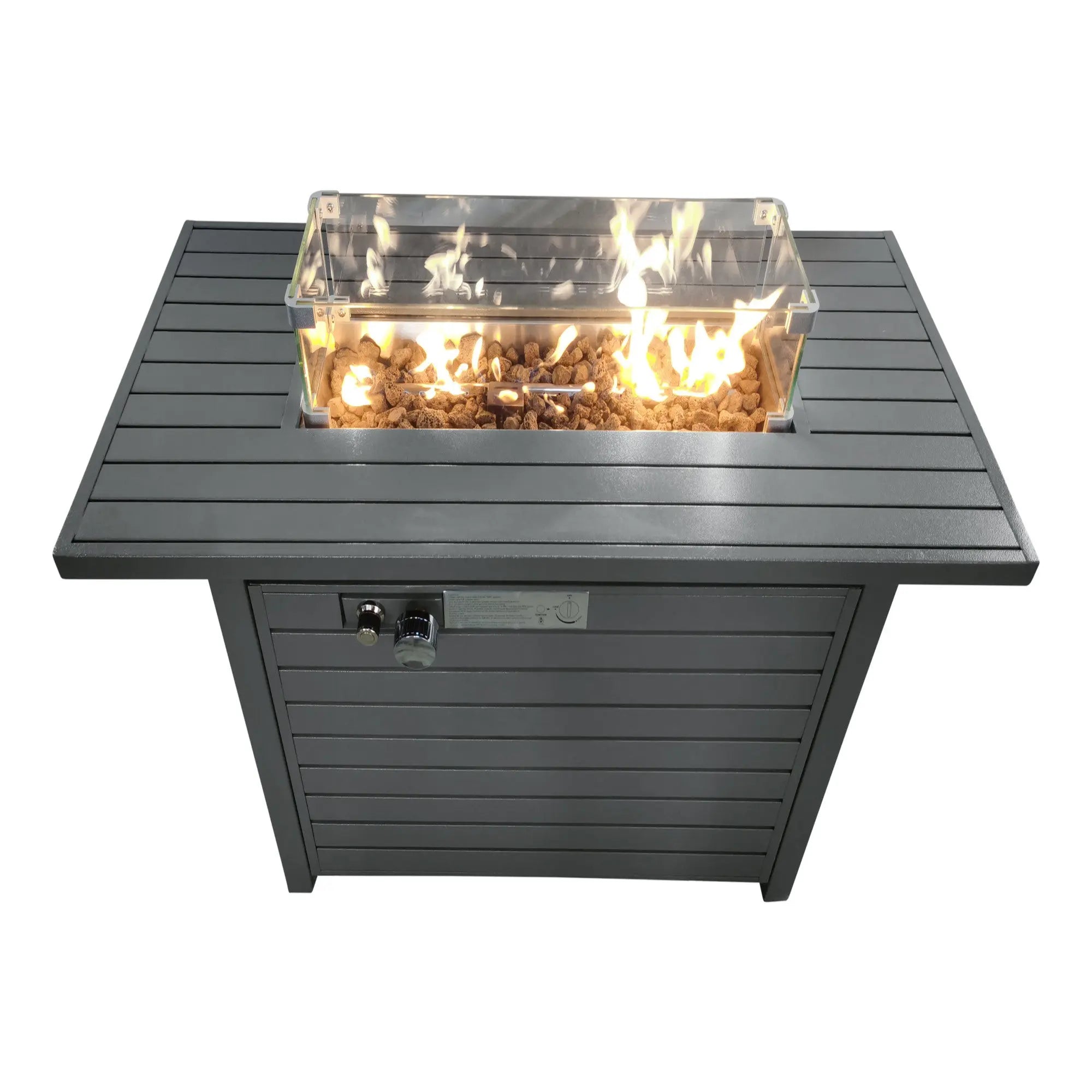50000 BTU 42" Black Steel Propane Rectangular Fire Pit With Cover Homeroots Outdoor