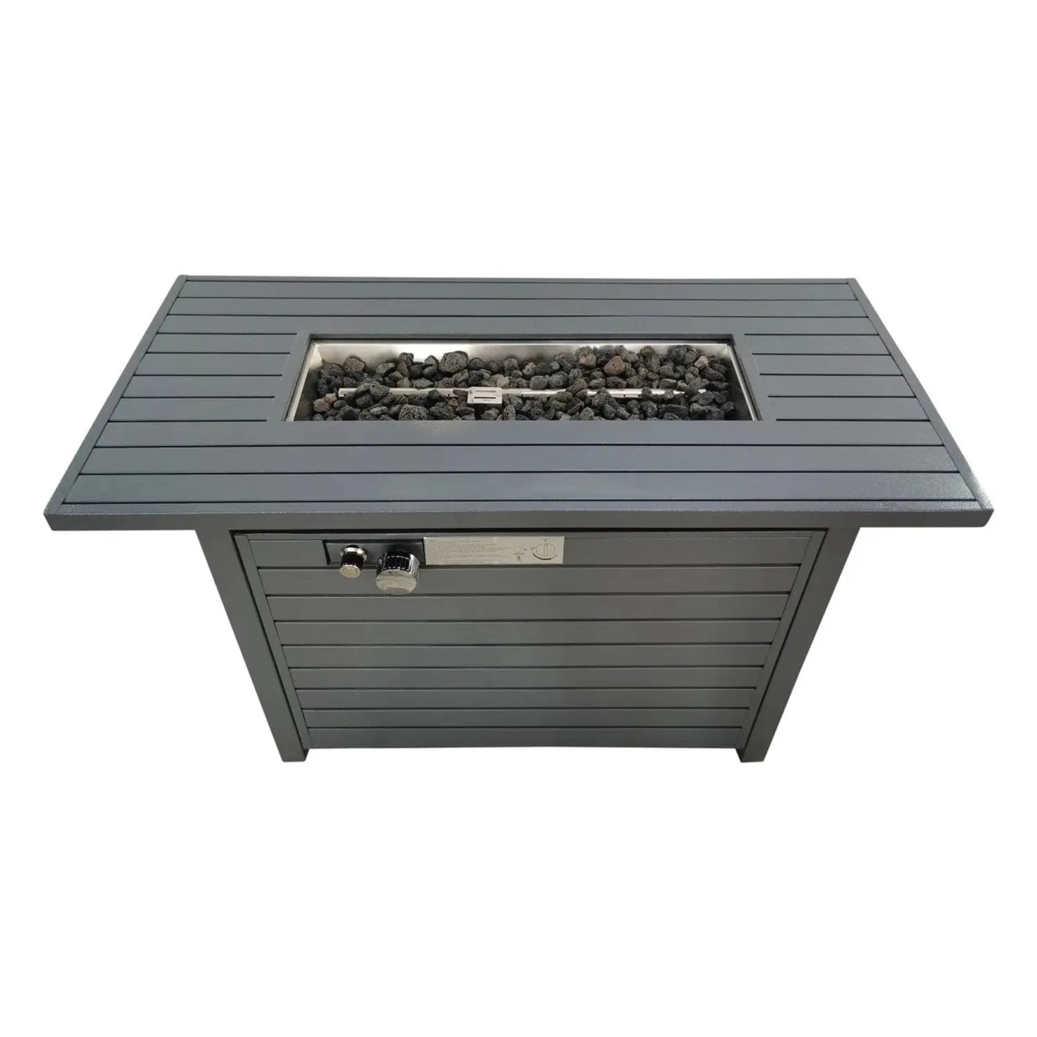 50000 BTU 42" Gray Steel Propane Rectangular Fire Pit With Cover Homeroots Outdoor