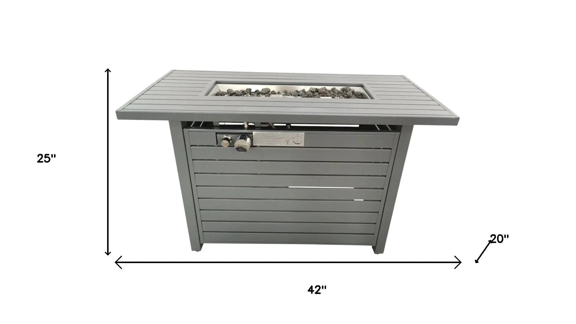 50000 BTU 42" Gray Steel Propane Rectangular Fire Pit With Cover Homeroots Outdoor