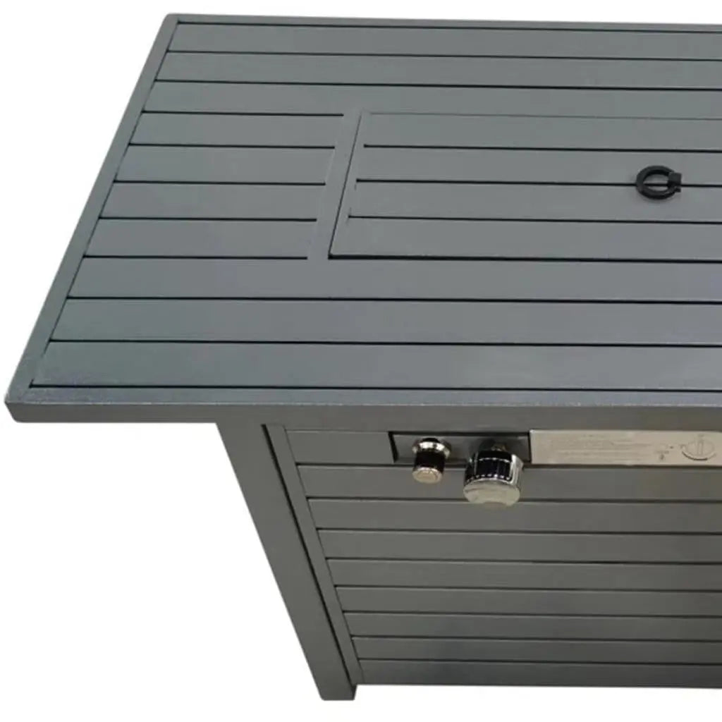 50000 BTU 42" Gray Steel Propane Rectangular Fire Pit With Cover Homeroots Outdoor