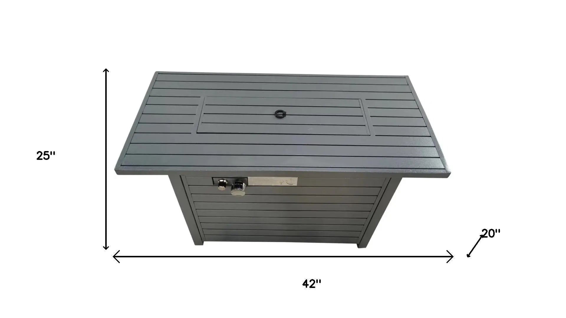 50000 BTU 42" Gray Steel Propane Rectangular Fire Pit With Cover Homeroots Outdoor
