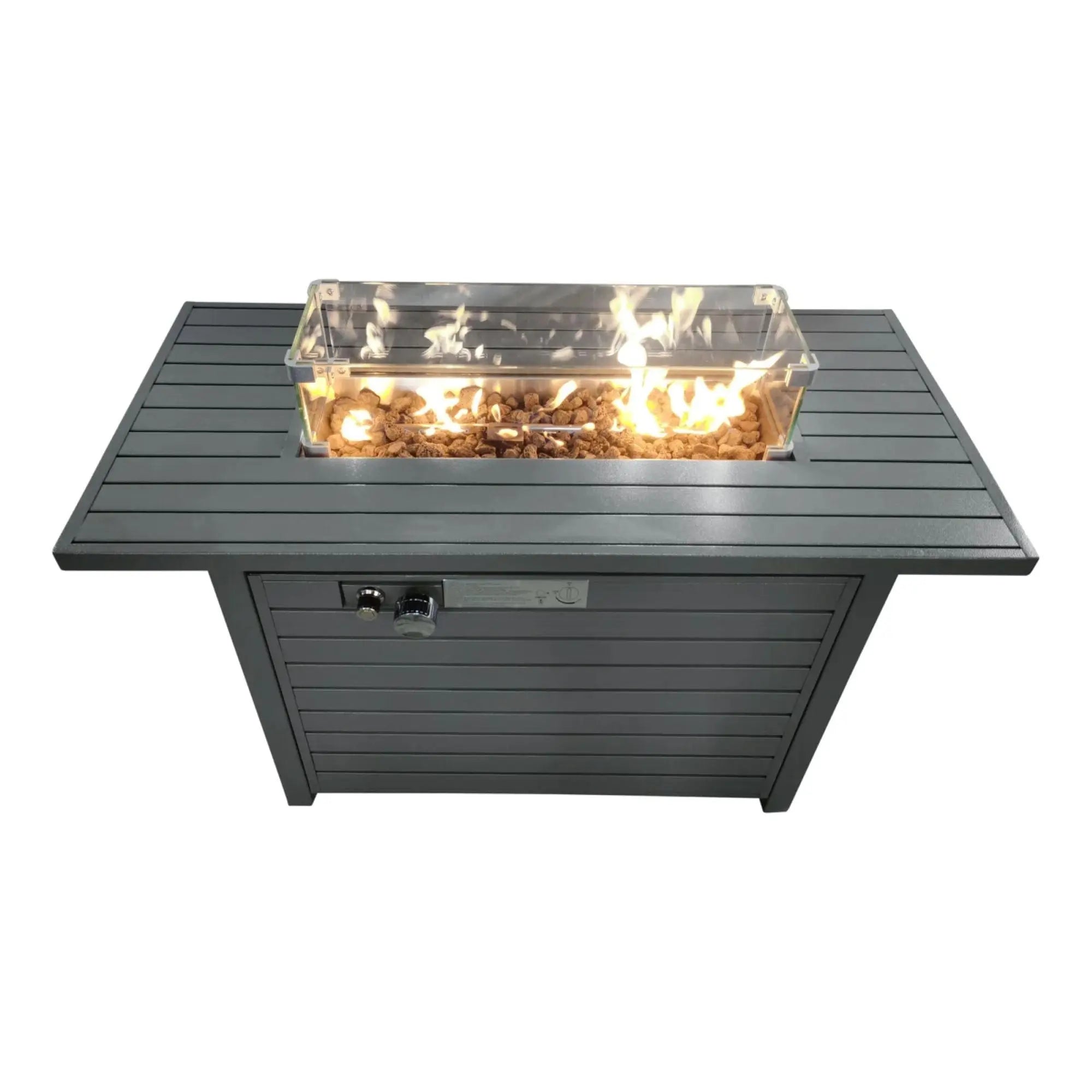 50000 BTU 42" Gray Steel Propane Rectangular Fire Pit With Cover Homeroots Outdoor