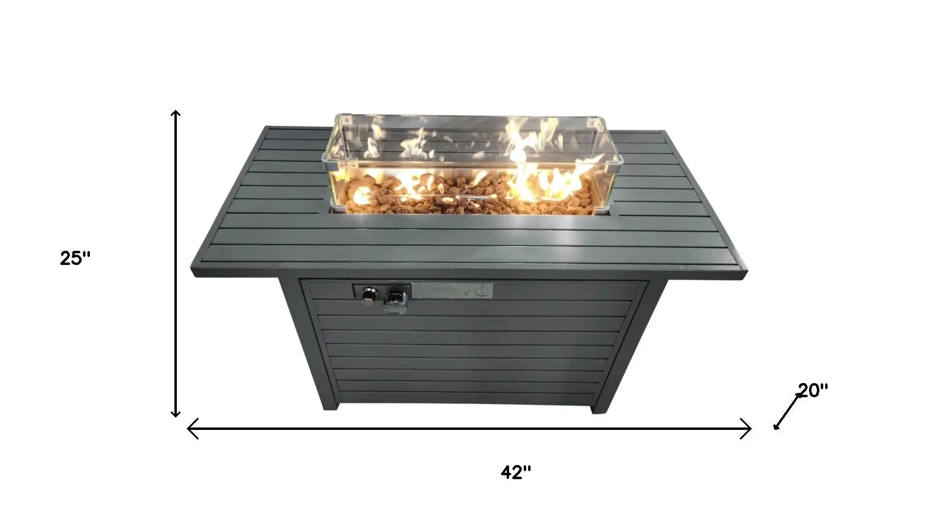 50000 BTU 42" Gray Steel Propane Rectangular Fire Pit With Cover Homeroots Outdoor