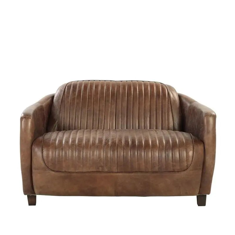 50" Brown Leather Loveseat Homeroots Living Room