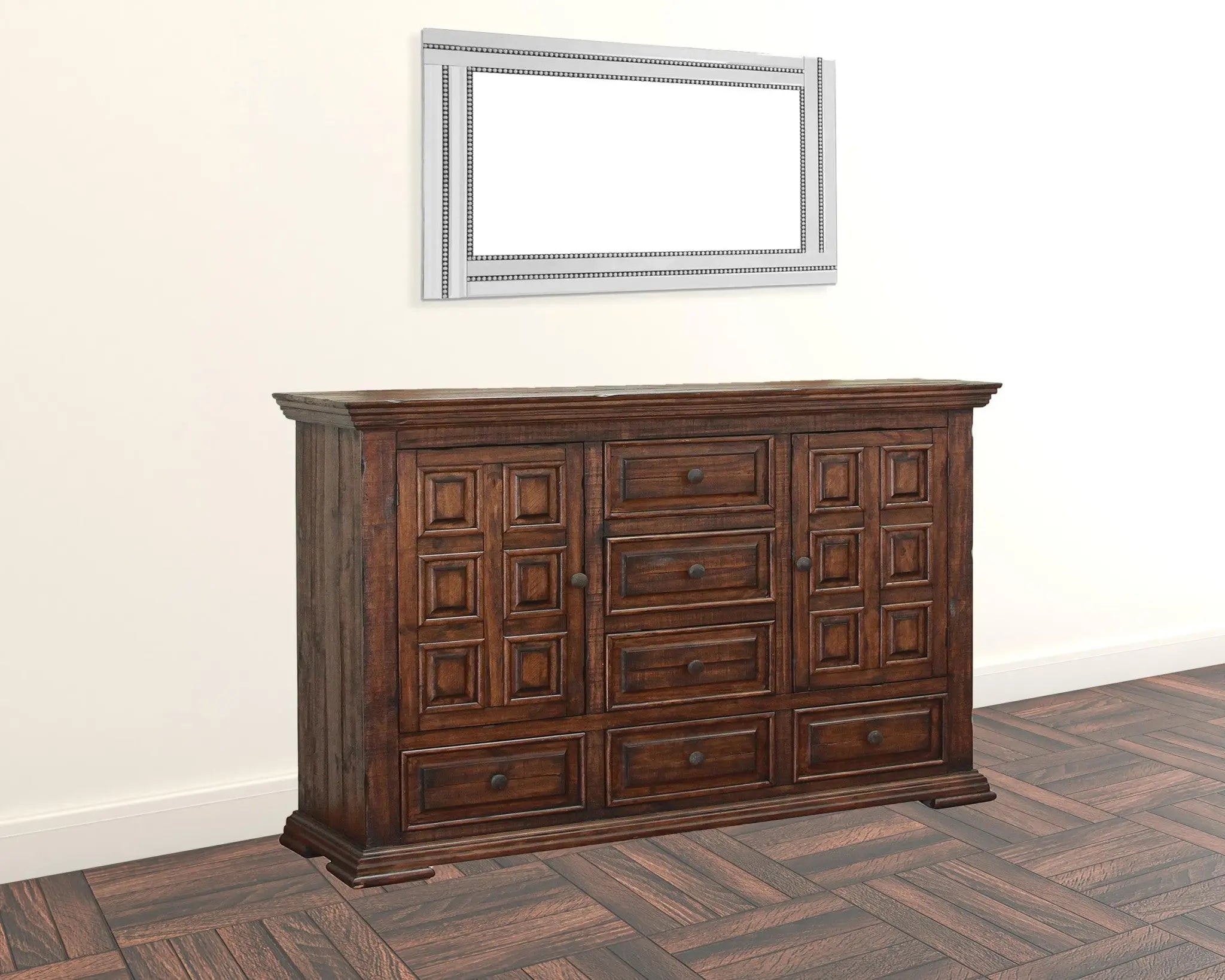 50" Chocolate Solid Wood Six Drawer Triple Dresser - GreatEagleInc