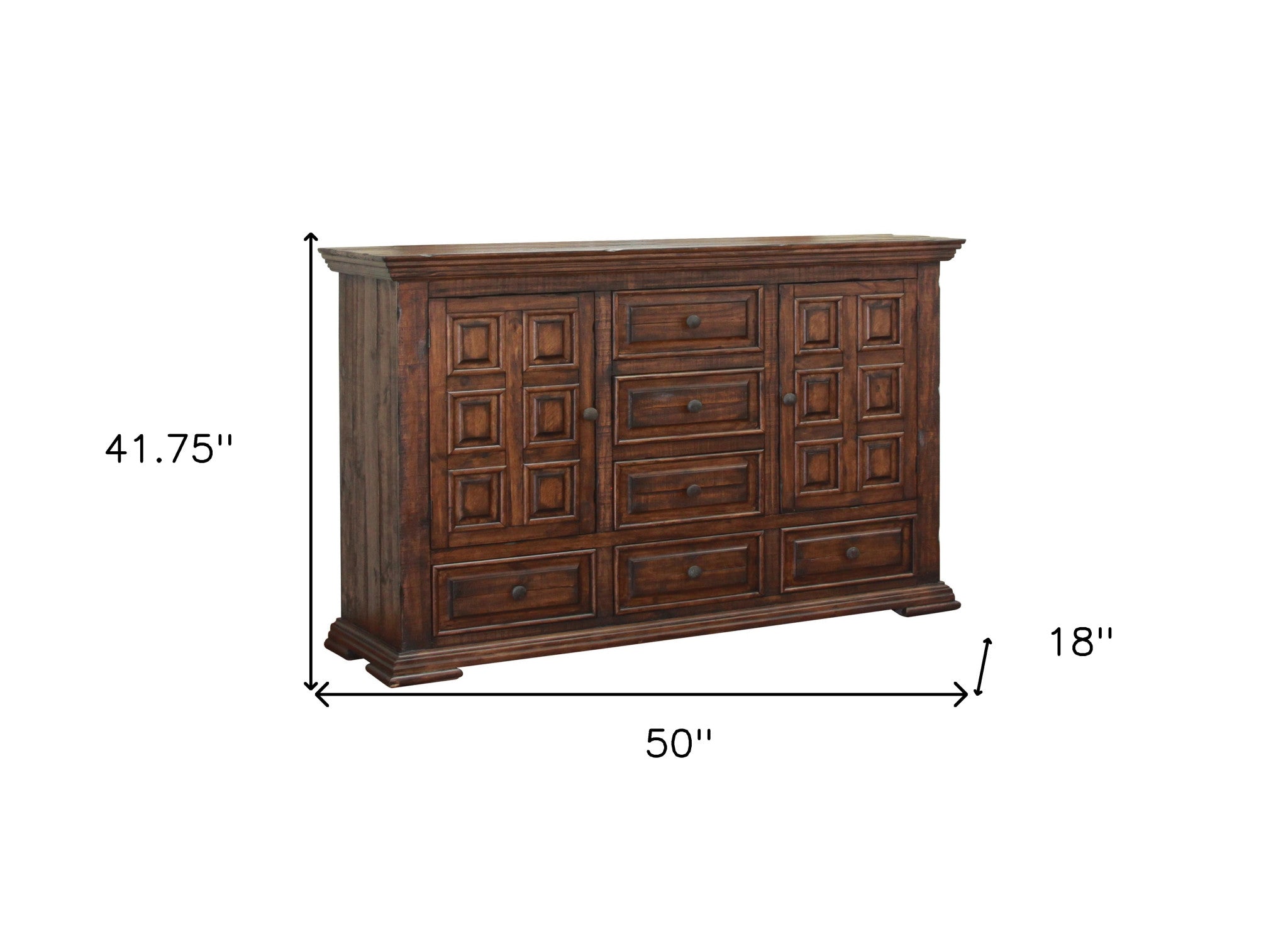50" Chocolate Solid Wood Six Drawer Triple Dresser - GreatEagleInc