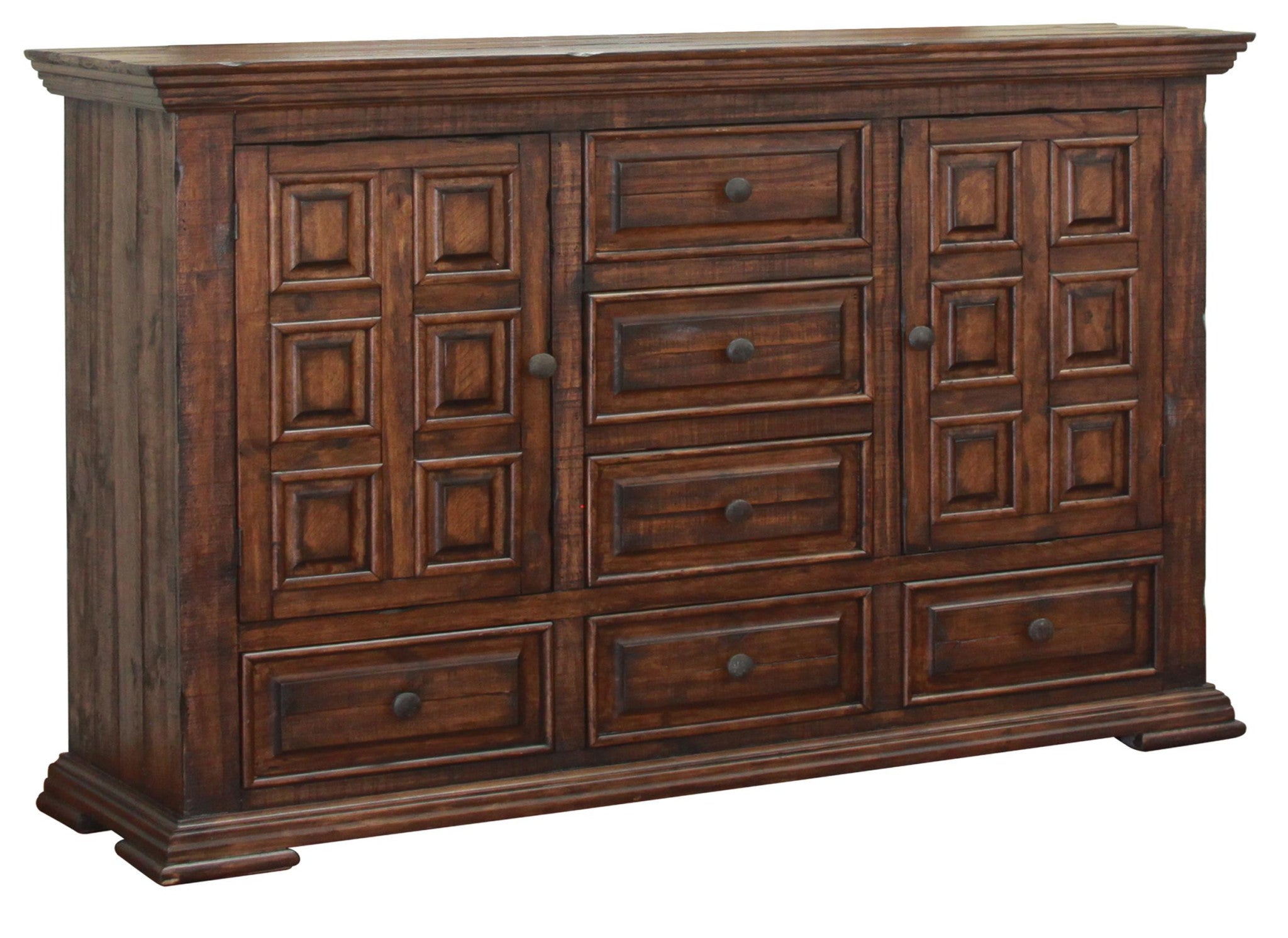 50" Chocolate Solid Wood Six Drawer Triple Dresser - GreatEagleInc