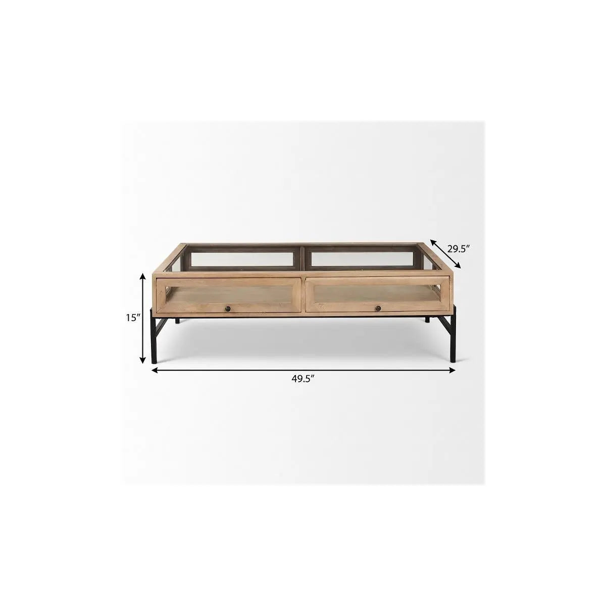 50" Clear and Black Mirrored Glass and Iron Coffee Table Homeroots Living Room