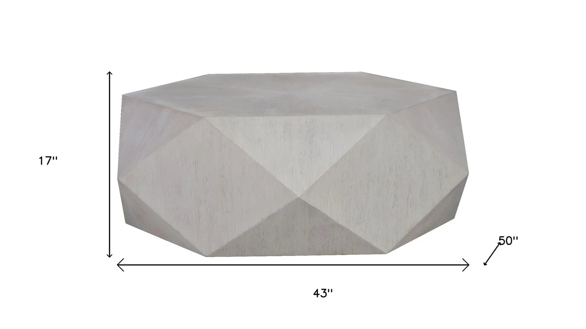 50" Gray Wood Hexagon Distressed Block Coffee Table Homeroots Living Room