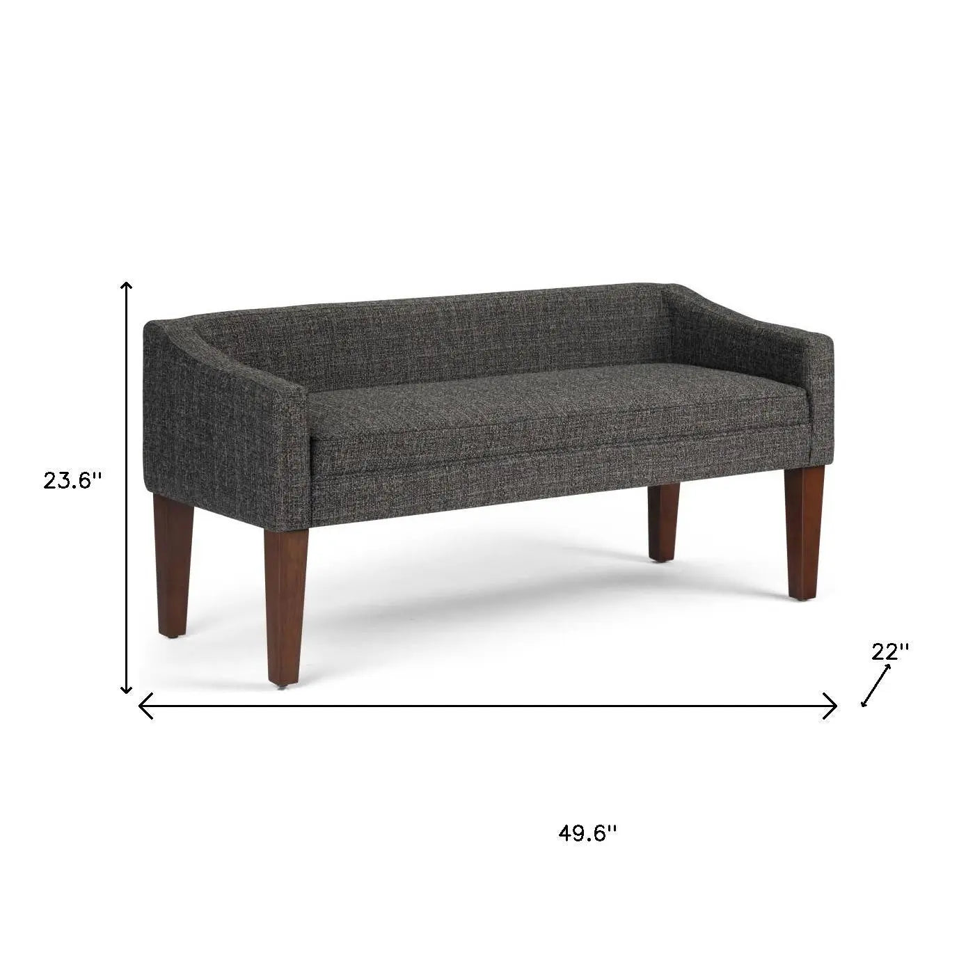 50" Gray and Brown Fabric and Wood Upholstered Bench Homeroots Living Room
