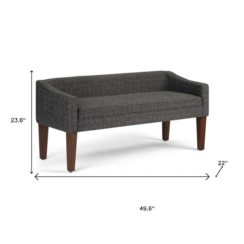 50" Gray and Brown Fabric and Wood Upholstered Bench Homeroots Living Room