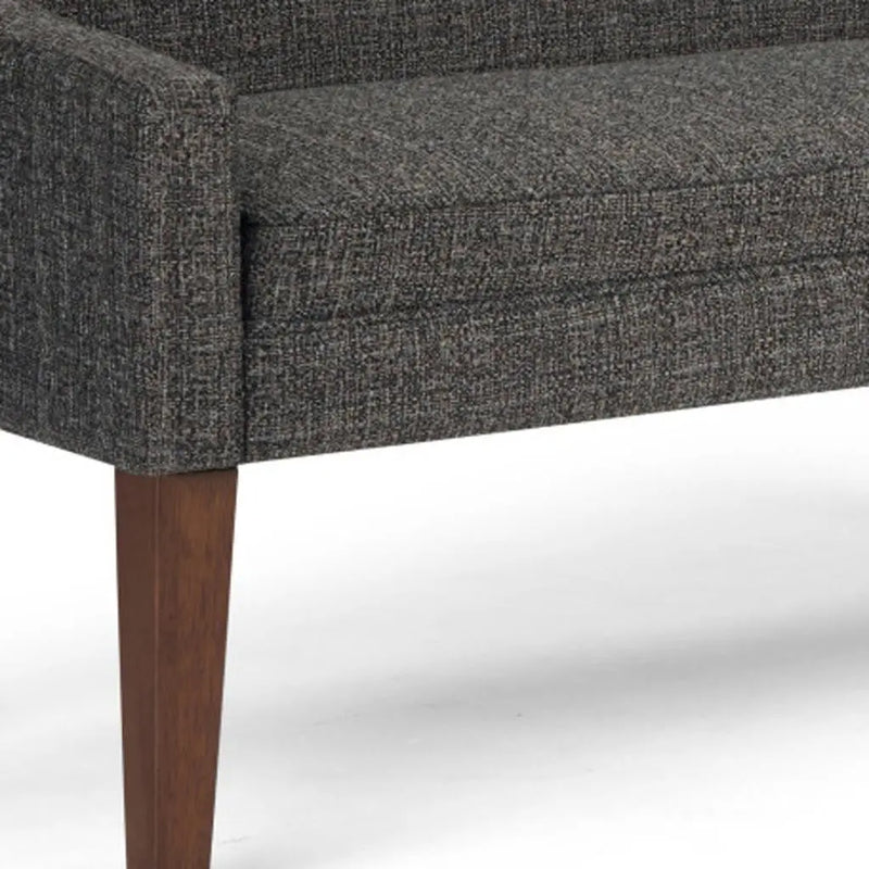 50" Gray and Brown Fabric and Wood Upholstered Bench Homeroots Living Room