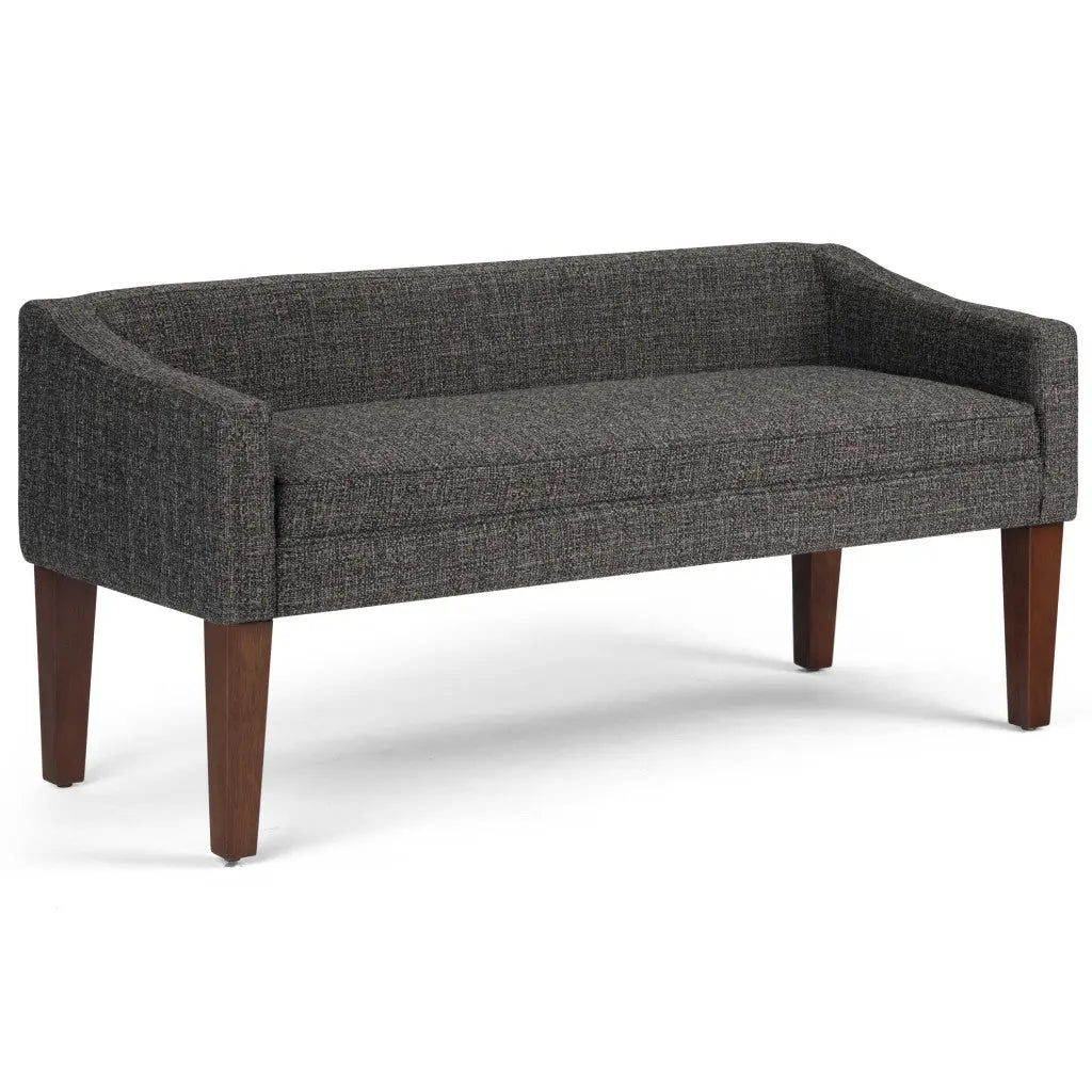 50" Gray and Brown Fabric and Wood Upholstered Bench Homeroots Living Room