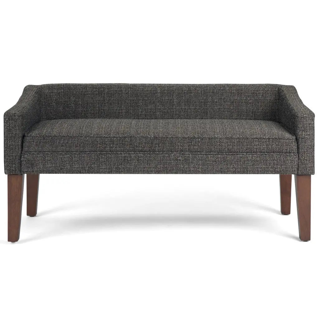 50" Gray and Brown Fabric and Wood Upholstered Bench Homeroots Living Room