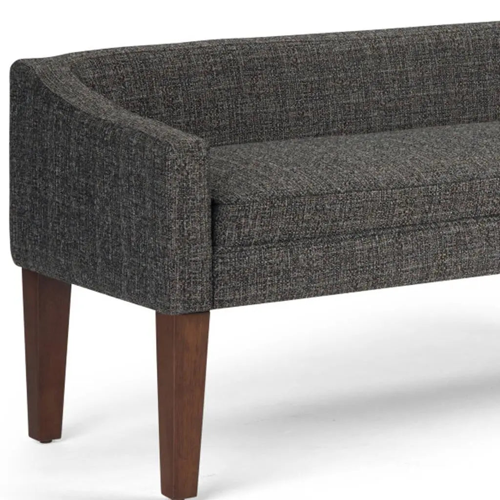 50" Gray and Brown Fabric and Wood Upholstered Bench Homeroots Living Room