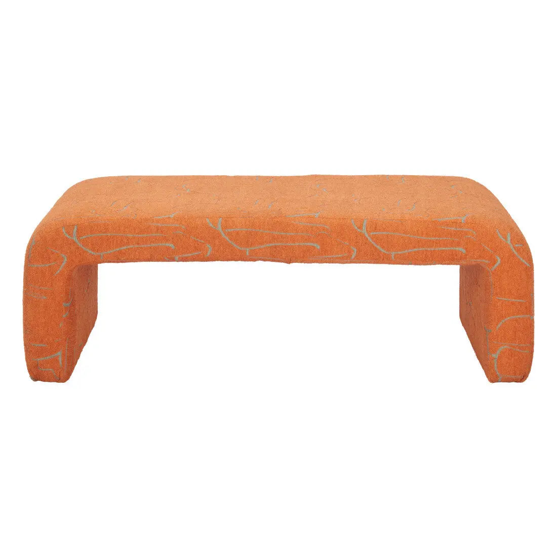 50" Orange Fabric and Plastic Upholstered Bench Homeroots Living Room