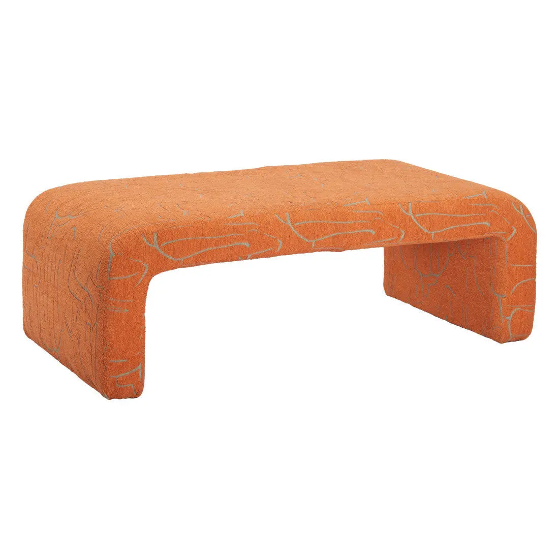 50" Orange Fabric and Plastic Upholstered Bench Homeroots Living Room
