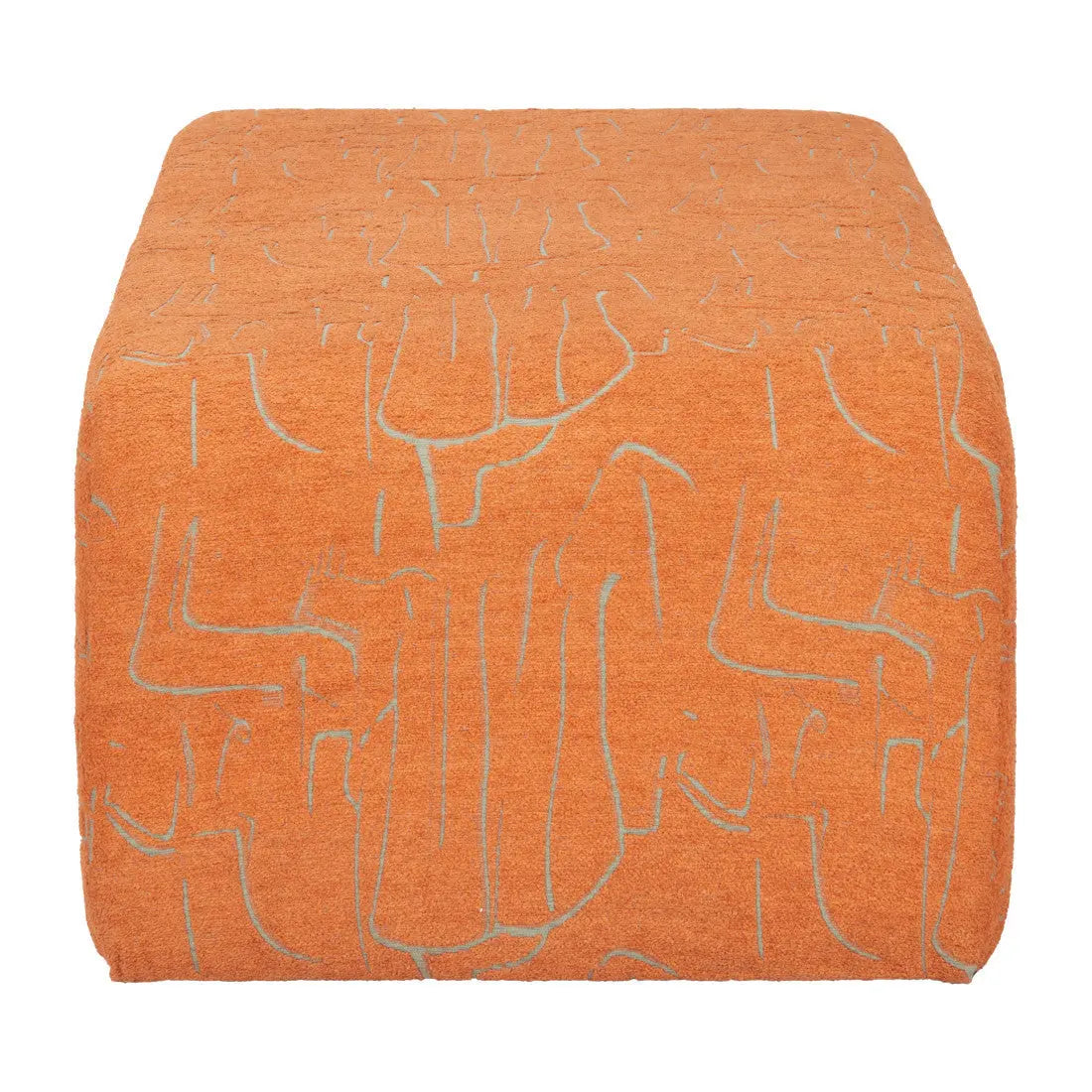 50" Orange Fabric and Plastic Upholstered Bench Homeroots Living Room