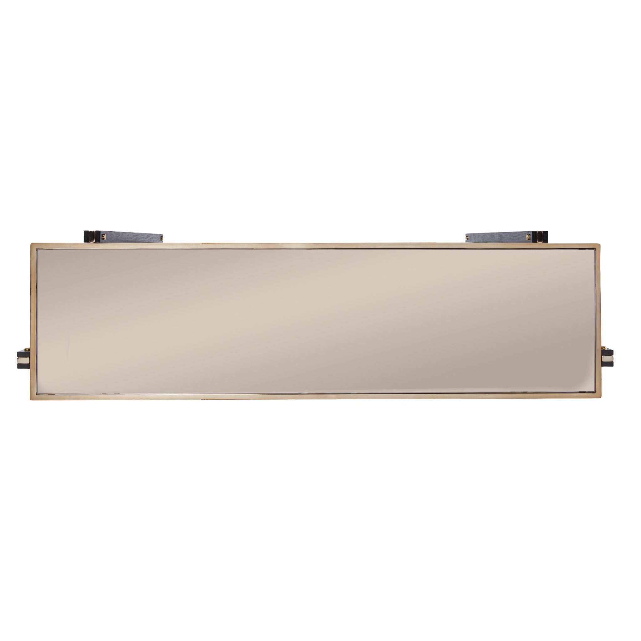 50" Smoky Black and Champagne Mirrored Glass Console Table With Shelf Homeroots Living Room