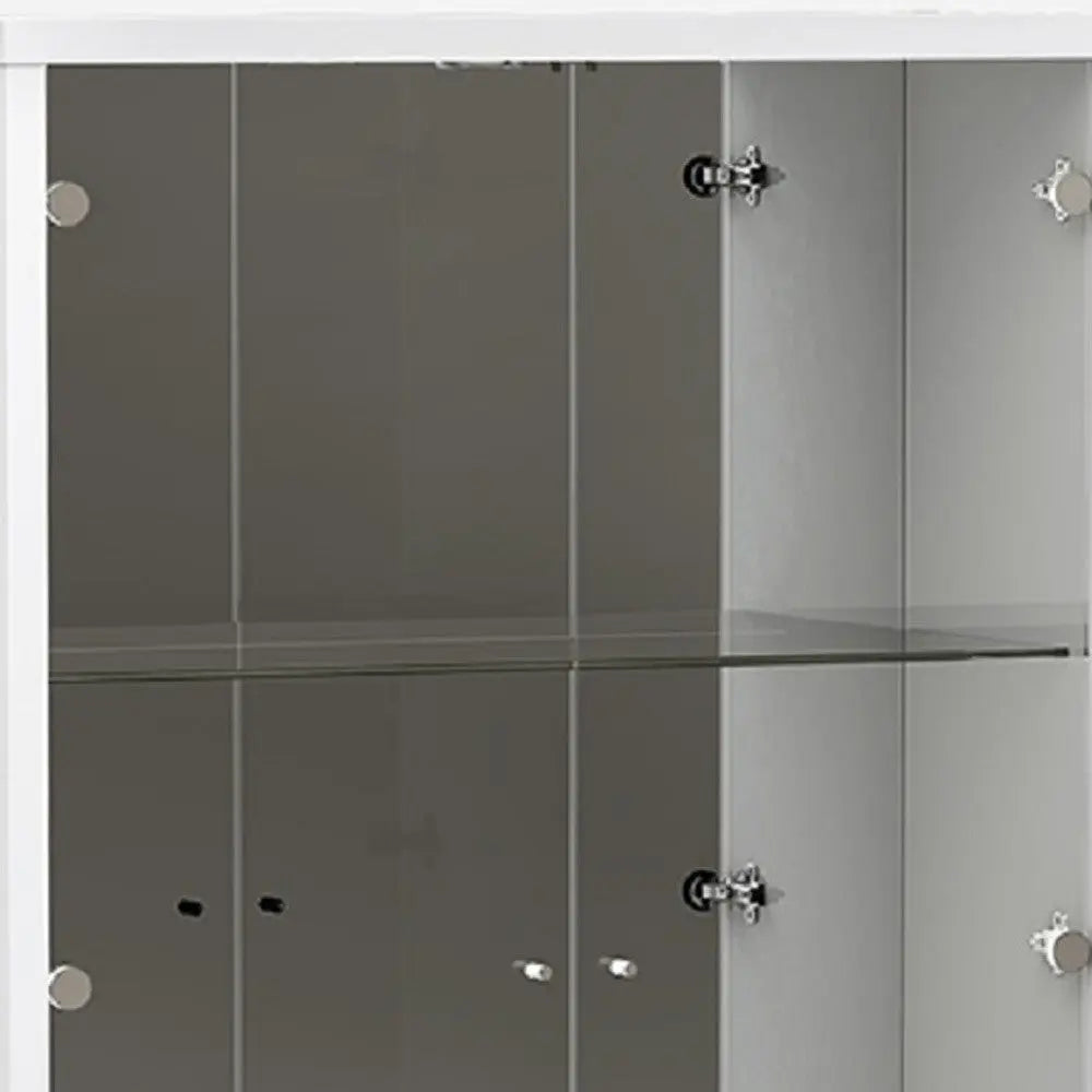 50" White and Silver Wood Curio Cabinet With Two Doors And One Drawer Homeroots Kitchen & Dining
