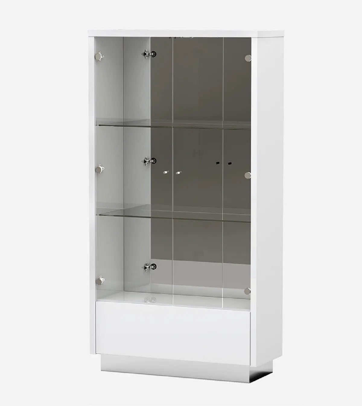 50" White and Silver Wood Curio Cabinet With Two Doors And One Drawer Homeroots Kitchen & Dining