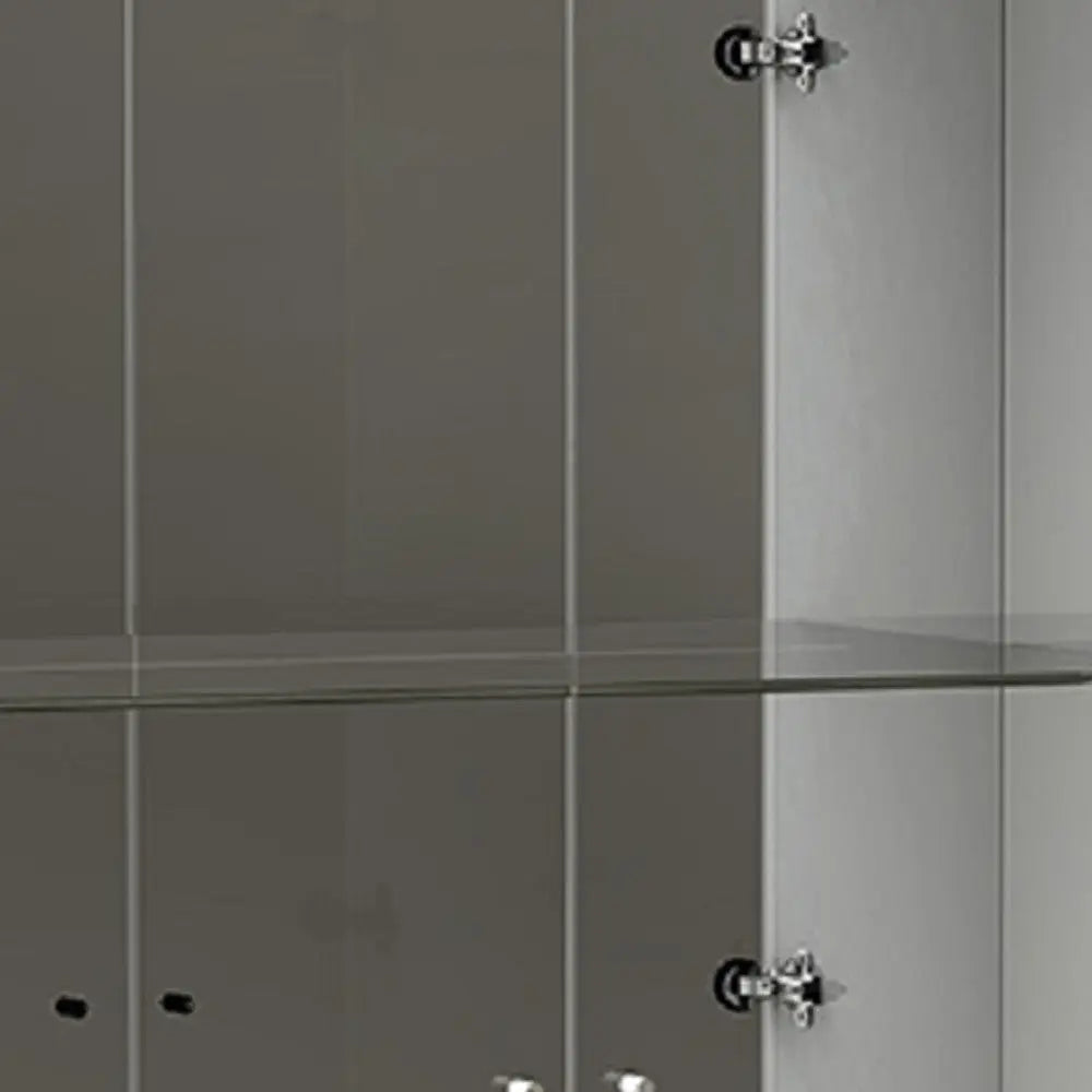 50" White and Silver Wood Curio Cabinet With Two Doors And One Drawer Homeroots Kitchen & Dining