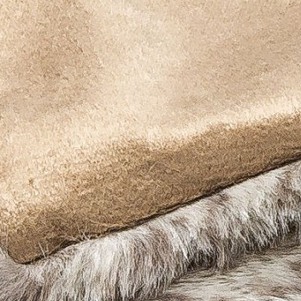 50" X 60" Brown and Taupe Faux Fur Animal Print Plush Throw Blanket Homeroots Home Decor
