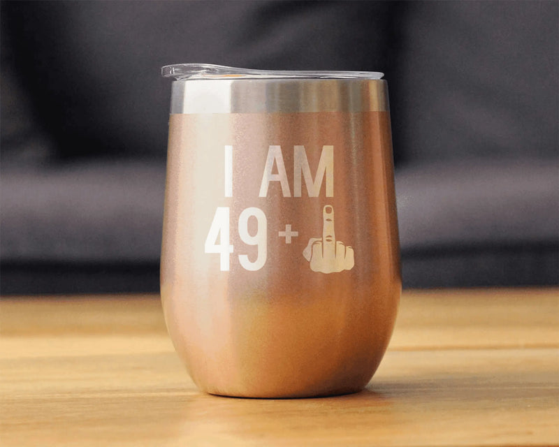 50th Birthday Gifts - Middle Finger Insulated Wine Tumbler Bevvee