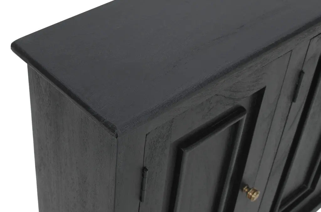 51" Black Distressed Solid Wood Sideboard with Three Doors Homeroots Kitchen & Dining