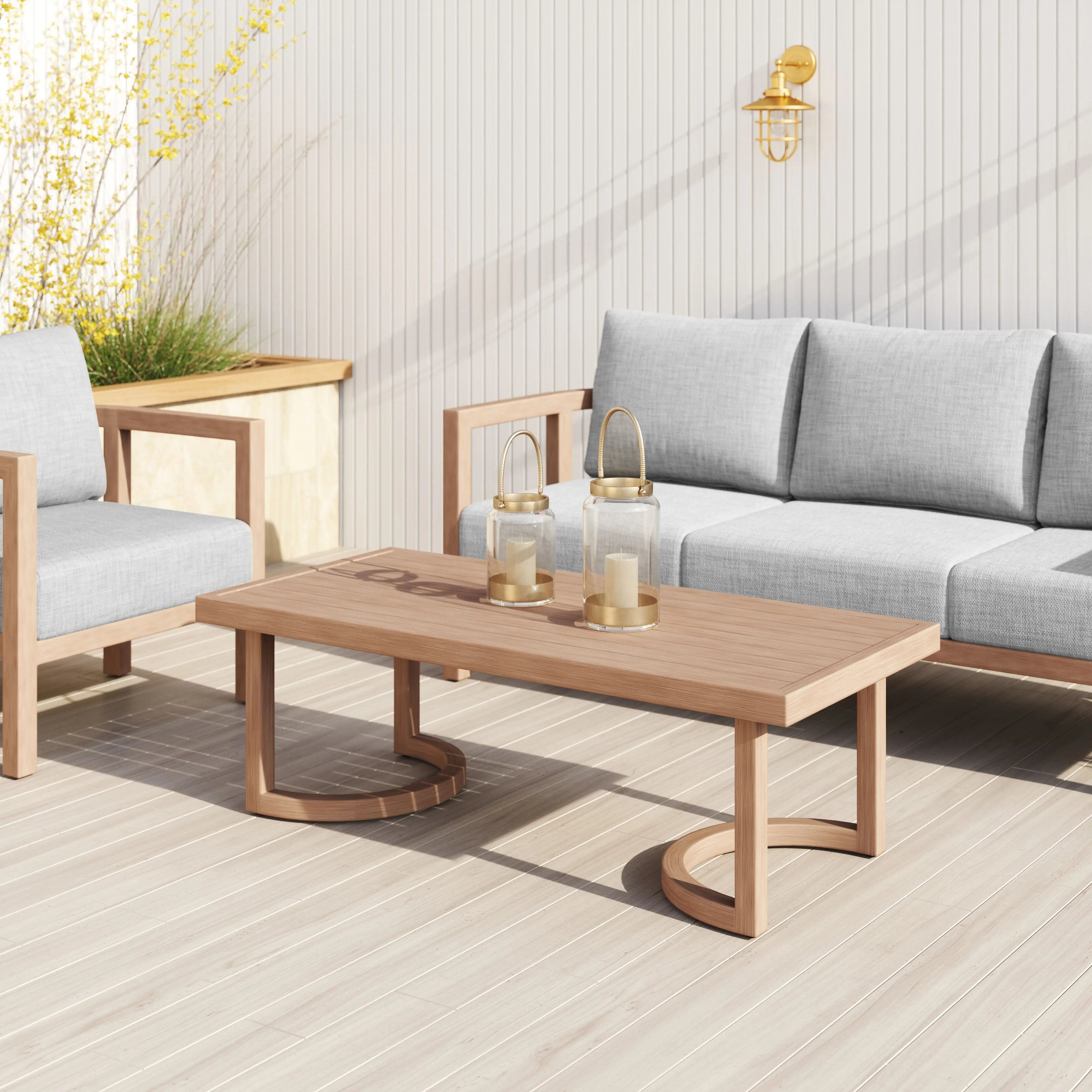 51" Brown Aluminum Outdoor Coffee Table Homeroots Outdoor