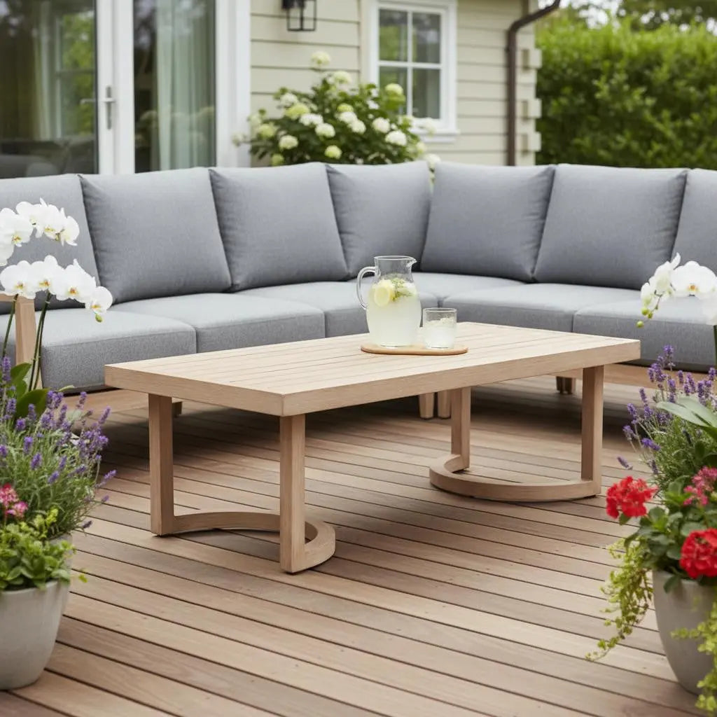 51" Brown Aluminum Outdoor Coffee Table Homeroots Outdoor