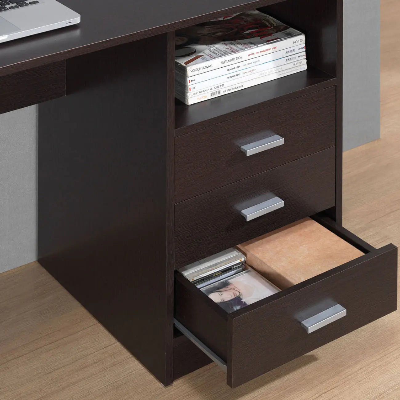 51" Brown Wood Computer Desk With Three Drawers Homeroots Office