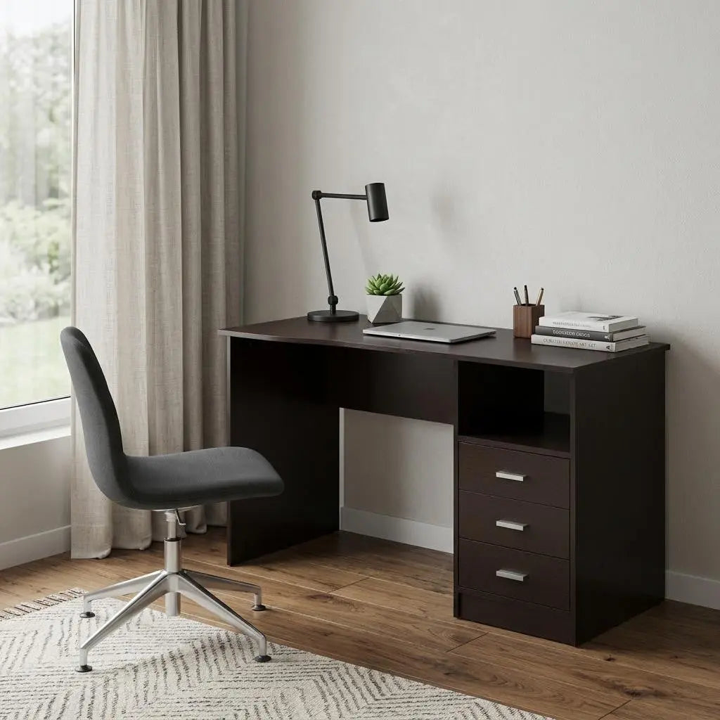 51" Brown Wood Computer Desk With Three Drawers Homeroots Office