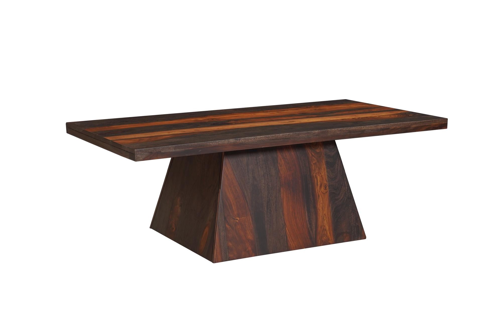 51" Dark Brown Solid Wood Pedestal Coffee Table Homeroots Living Room