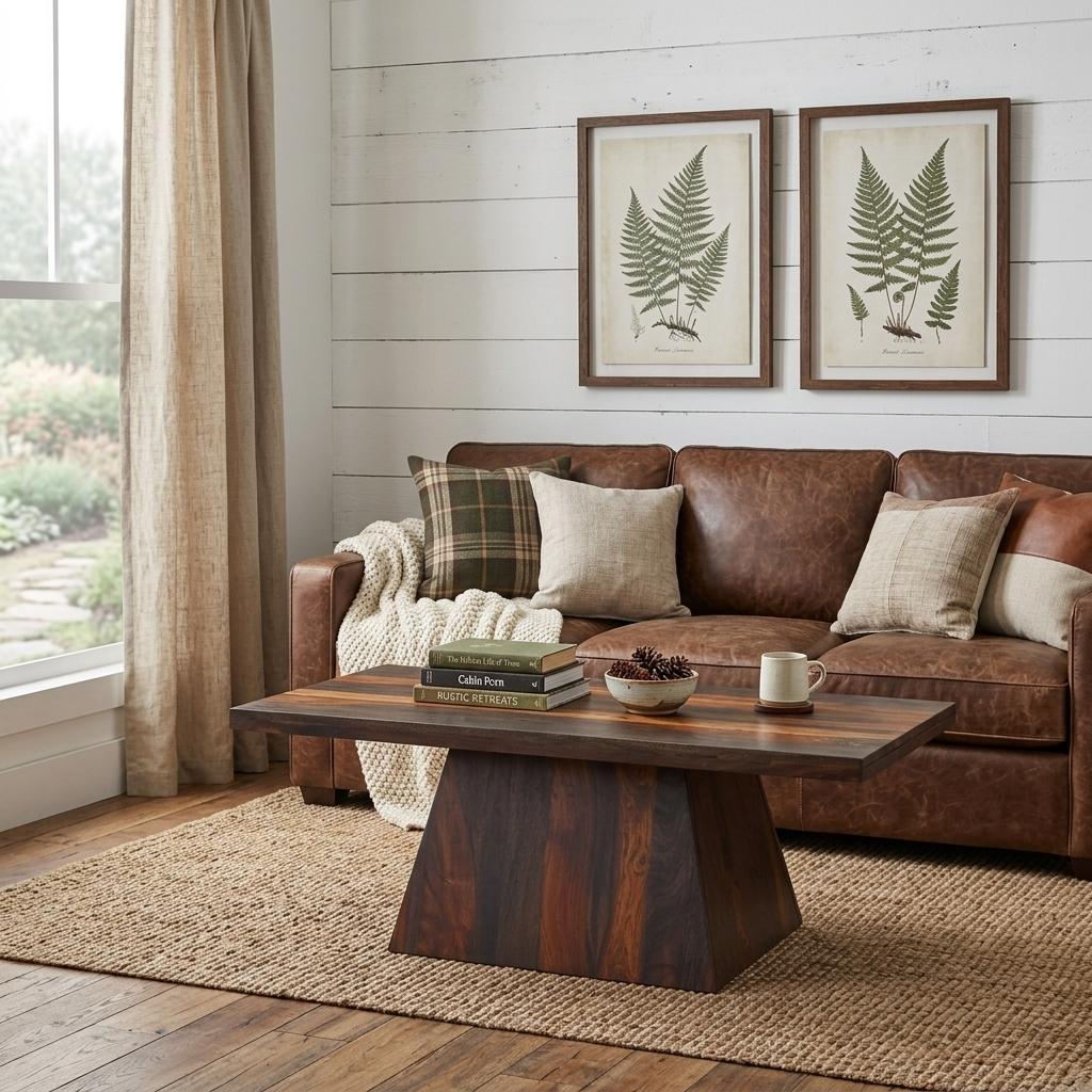 51" Dark Brown Solid Wood Pedestal Coffee Table Homeroots Living Room