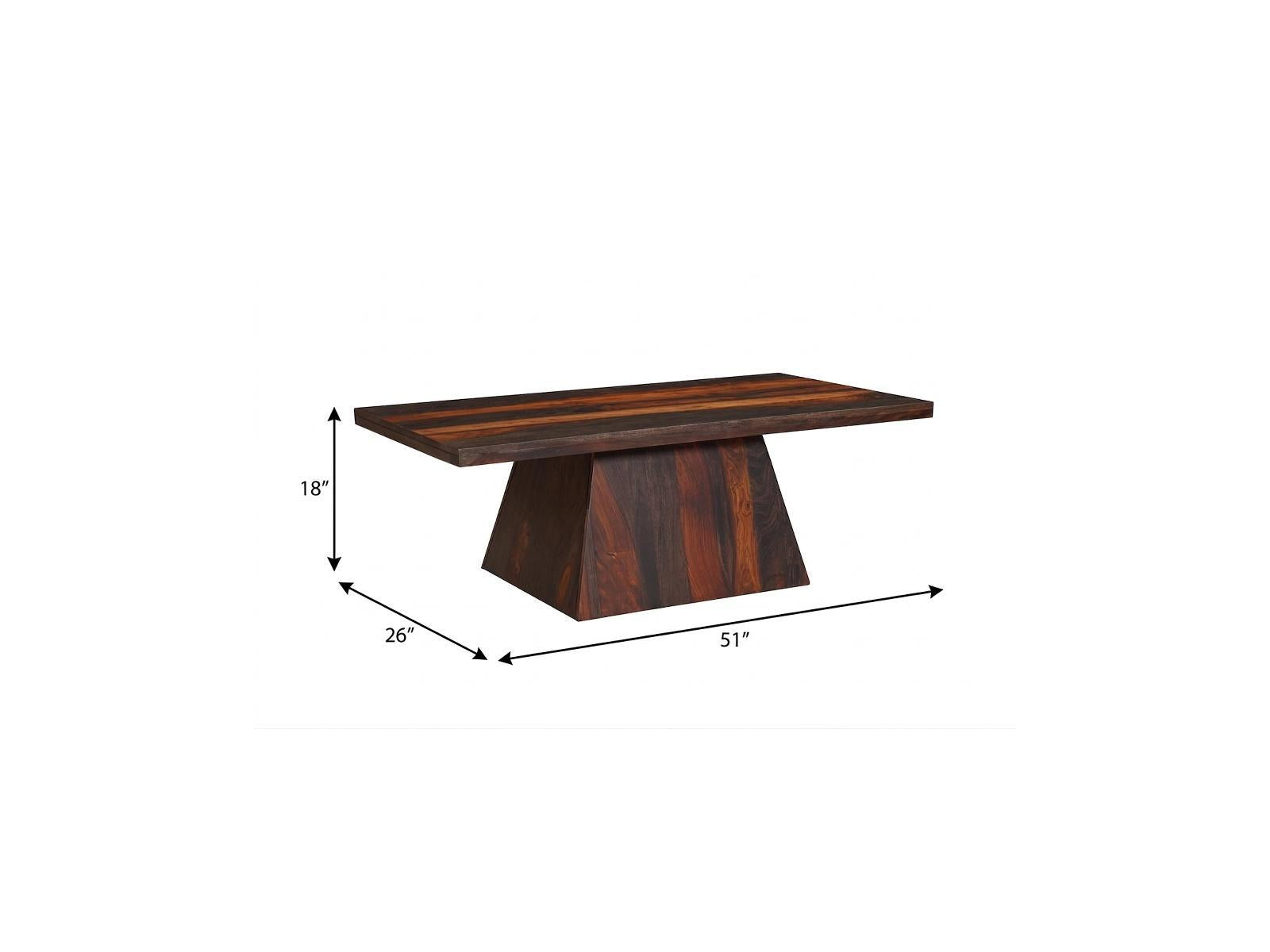 51" Dark Brown Solid Wood Pedestal Coffee Table Homeroots Living Room