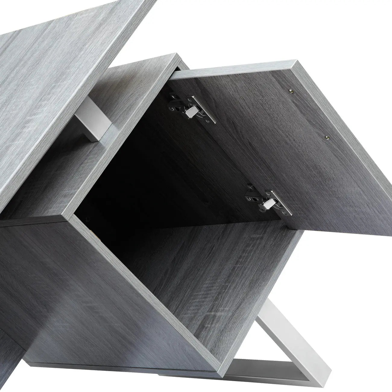 51" Gray and Silver Wood and Steel Pedestal Executive Desk With Two Drawers Homeroots Office