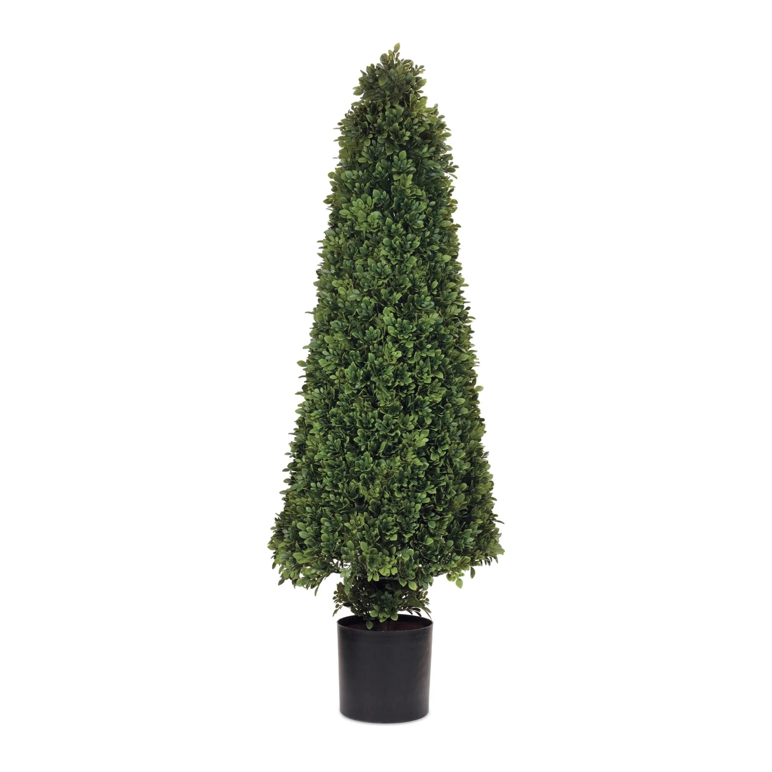 51" Green Artificial Boxwood Tree In Round Black Metal Pot Homeroots Home Decor