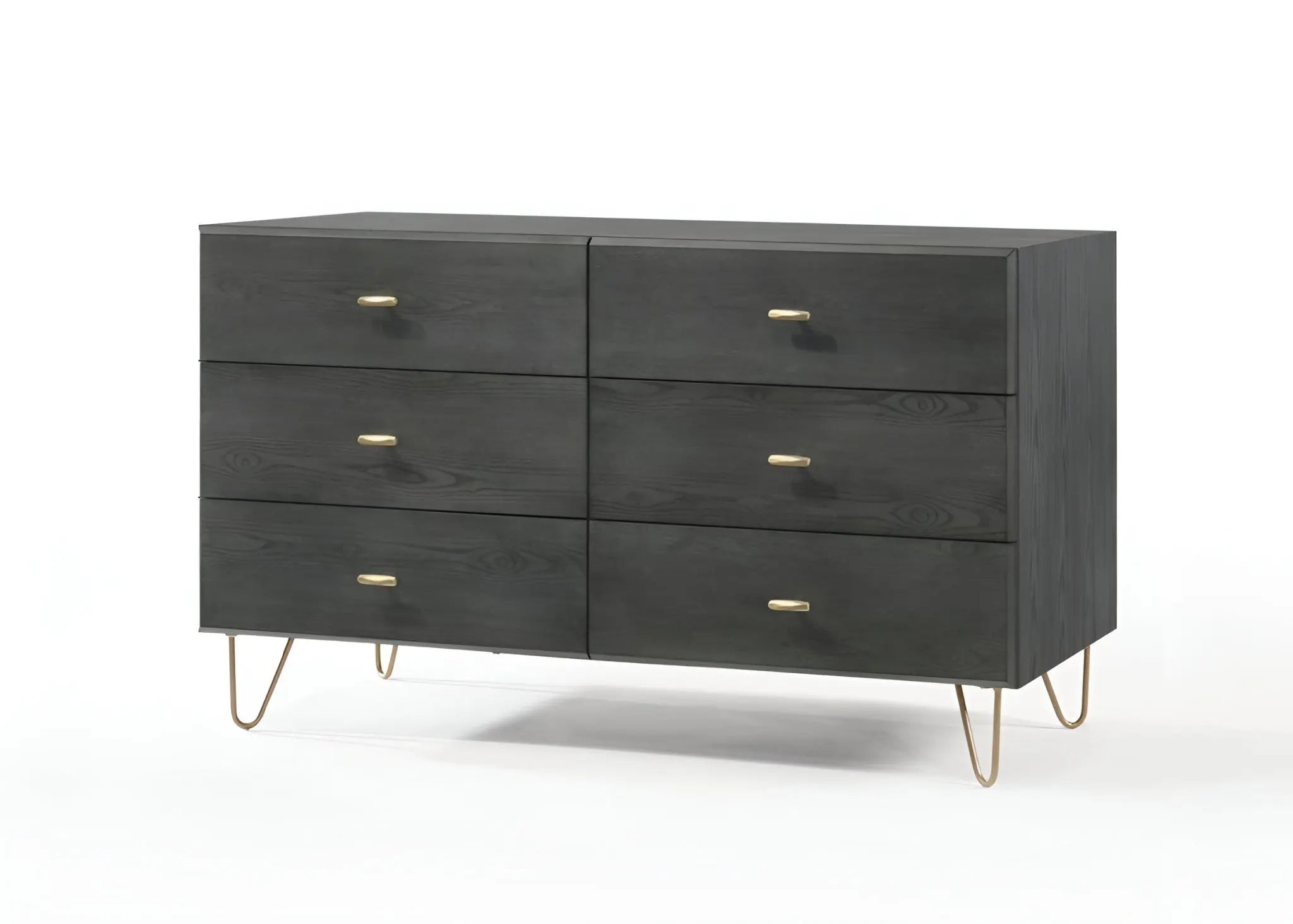 51" Grey Manufactured Wood Six Drawer Double Dresser Homeroots Bed & Bath