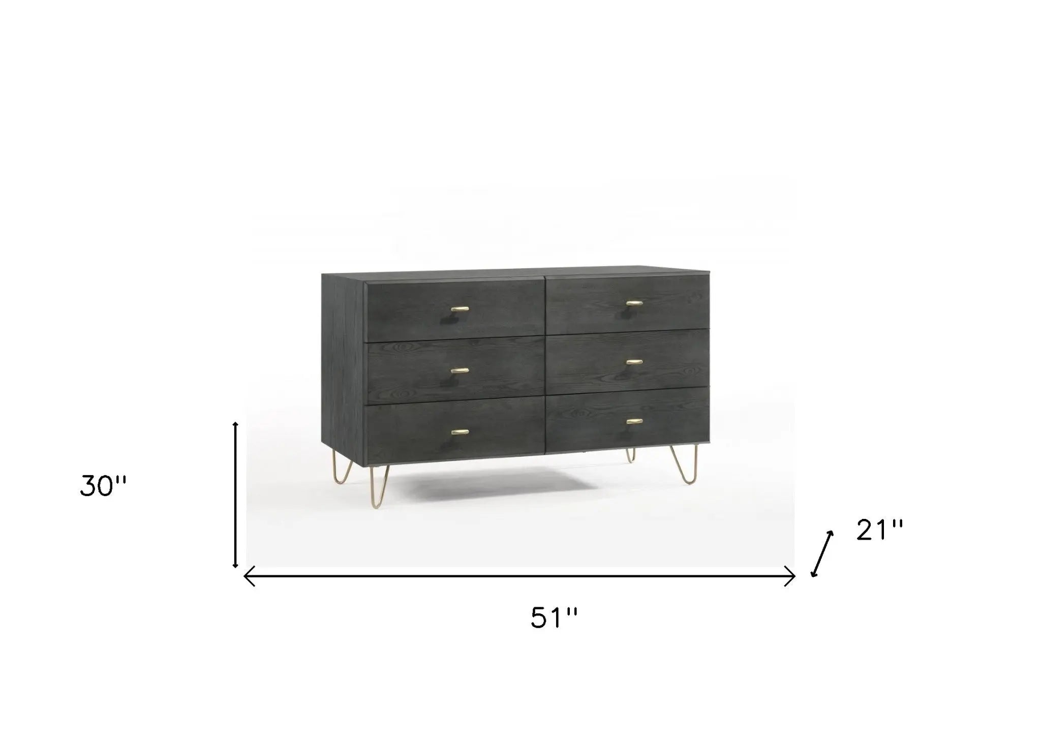 51" Grey Manufactured Wood Six Drawer Double Dresser Homeroots Bed & Bath