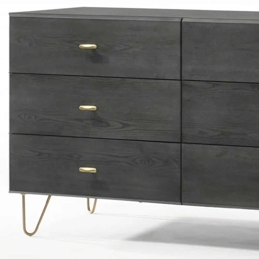 51" Grey Manufactured Wood Six Drawer Double Dresser Homeroots Bed & Bath