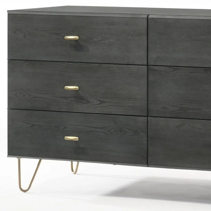 51" Grey Manufactured Wood Six Drawer Double Dresser Homeroots Bed & Bath