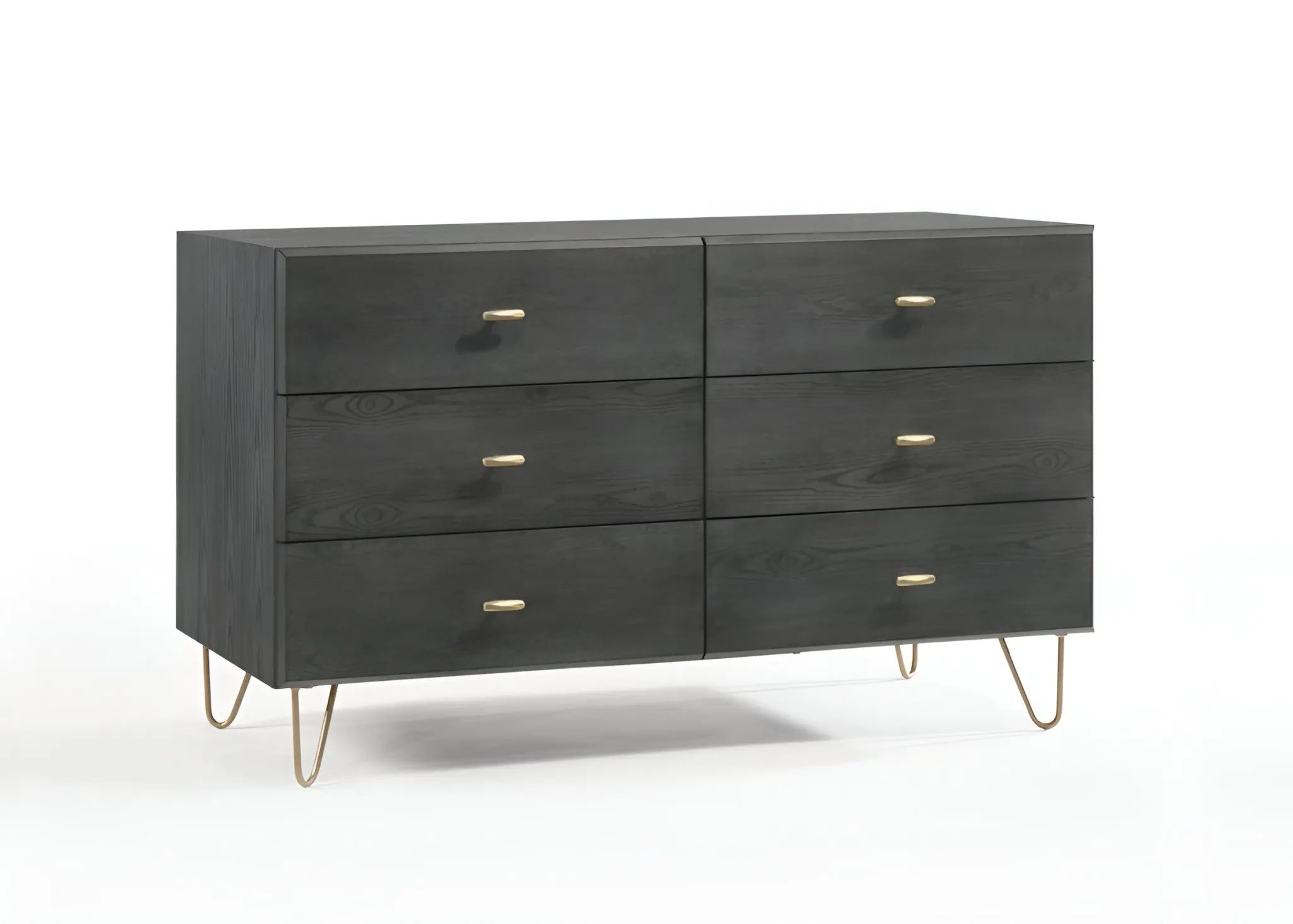 51" Grey Manufactured Wood Six Drawer Double Dresser Homeroots Bed & Bath