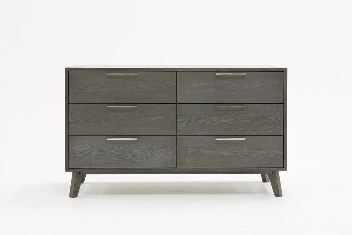 51" Grey Wash Solid Wood Six Drawer Double Dresser Homeroots Bed & Bath