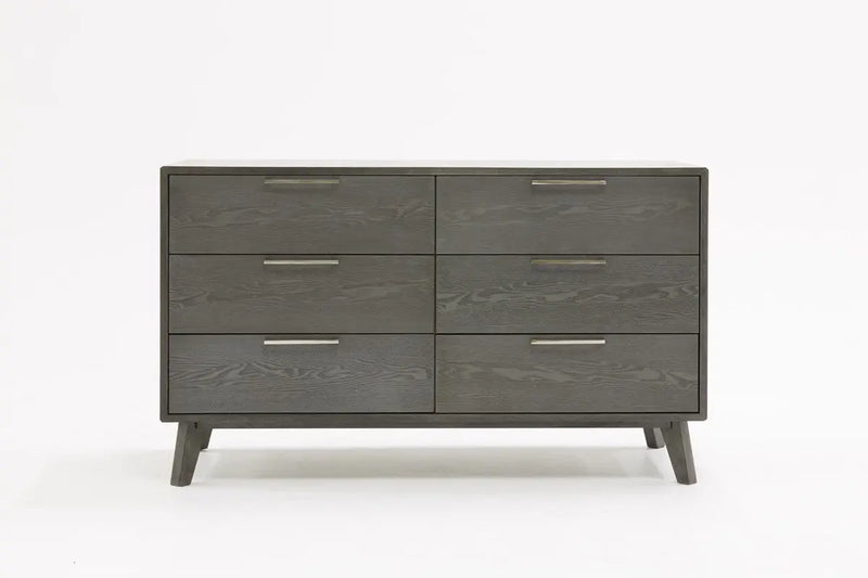 51" Grey Wash Solid Wood Six Drawer Double Dresser Homeroots Bed & Bath