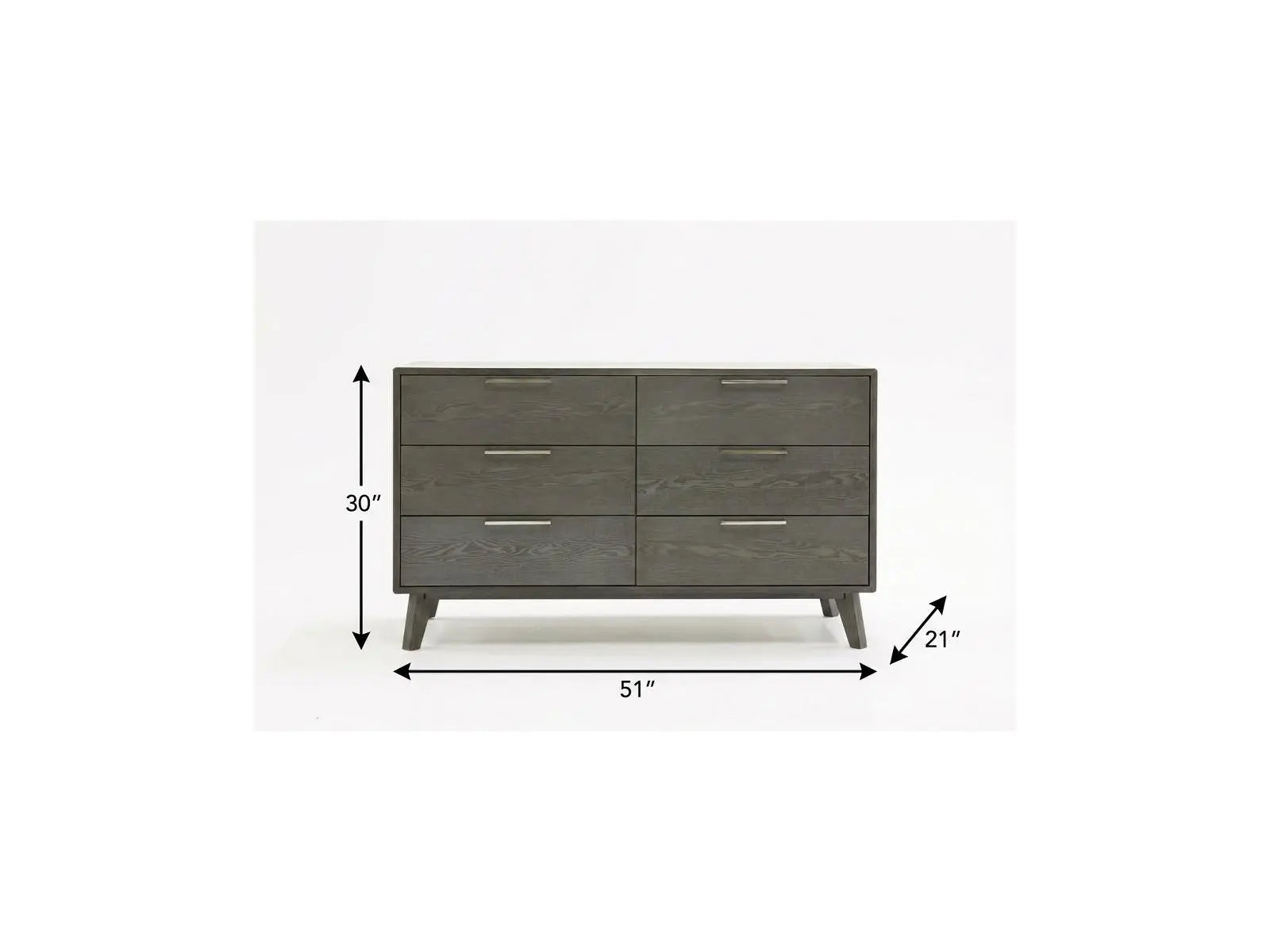 51" Grey Wash Solid Wood Six Drawer Double Dresser Homeroots Bed & Bath